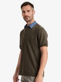 RARE RABBIT Men Solid Polo Collar Cotton T-shirt