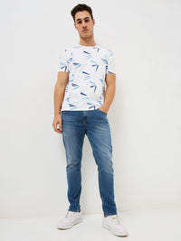 SPYKAR Men Abstract Printed Round Neck Cotton Slim Fit T-shirt