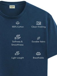 ADRO Typography Printed Round Neck Short Sleeves Cotton T-shirt