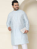 SOJANYA PLUS Size Floral Embroidered Band Collar Straight Kurta