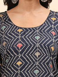 Mamicha Women Bandhani Printed Regular Pure Cotton Kurti with Palazzos & With Dupatta