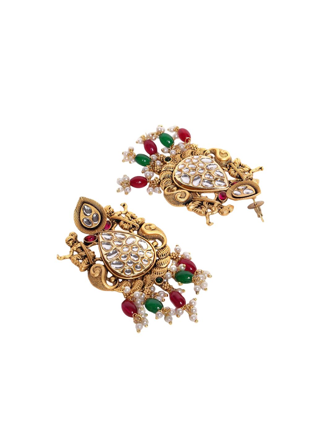 PANASH 22CT Gold Plated Cubic Zirconia Studded Drop Earrings