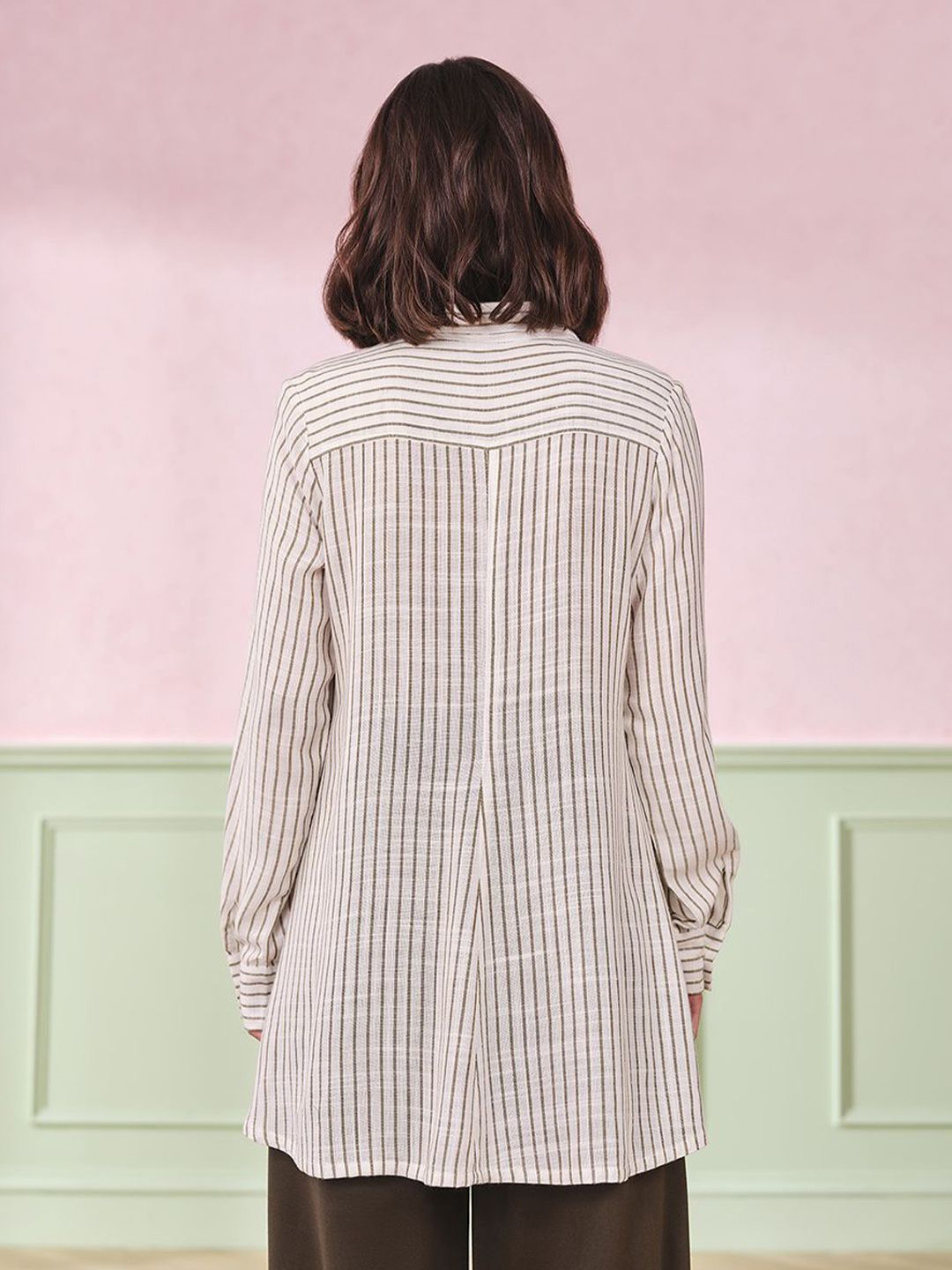 AND Women Striped Cotton Shirt Top
