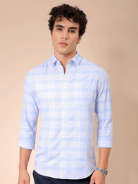 The Indian Garage Co Men Spread Collar Tartan Checked Cotton Slim Fit Casual Shirt