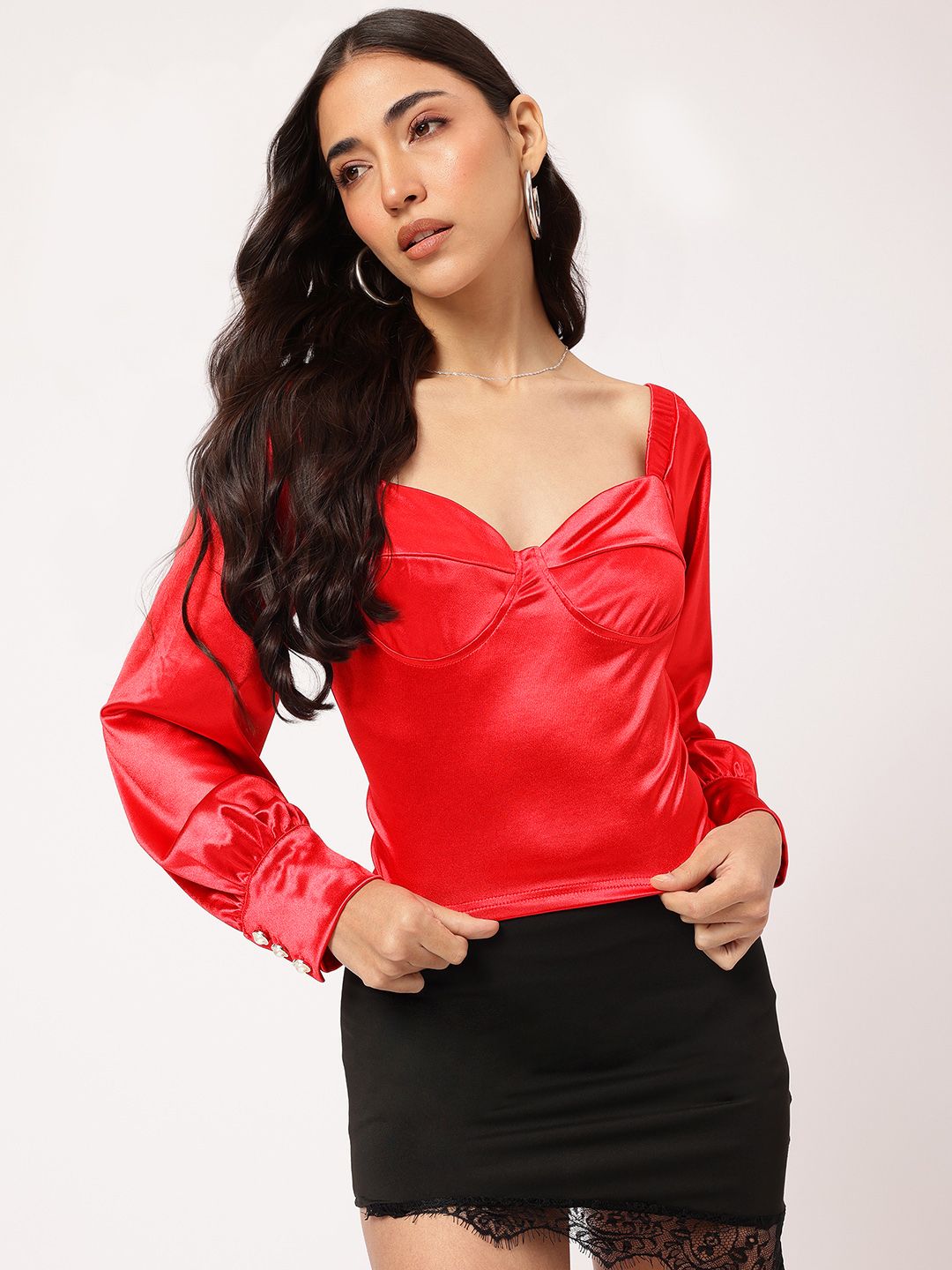 DressBerry Shiny & Graceful Faux Leather Top