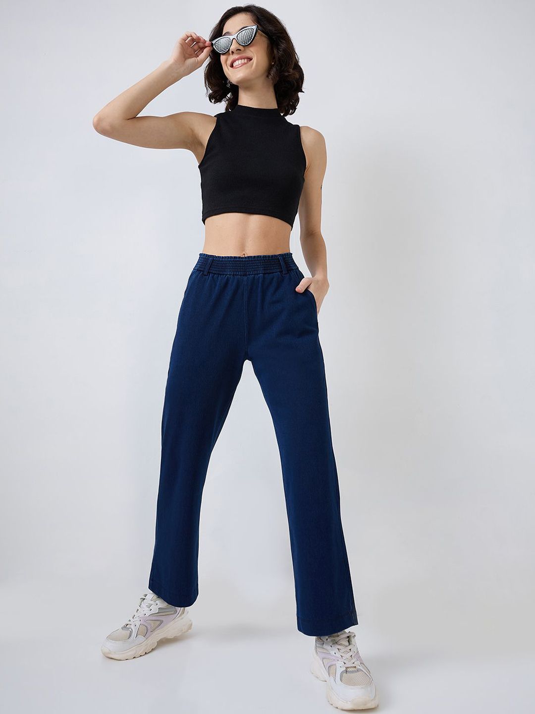 SPYKAR Women Straight Fit Wide Leg Trousers