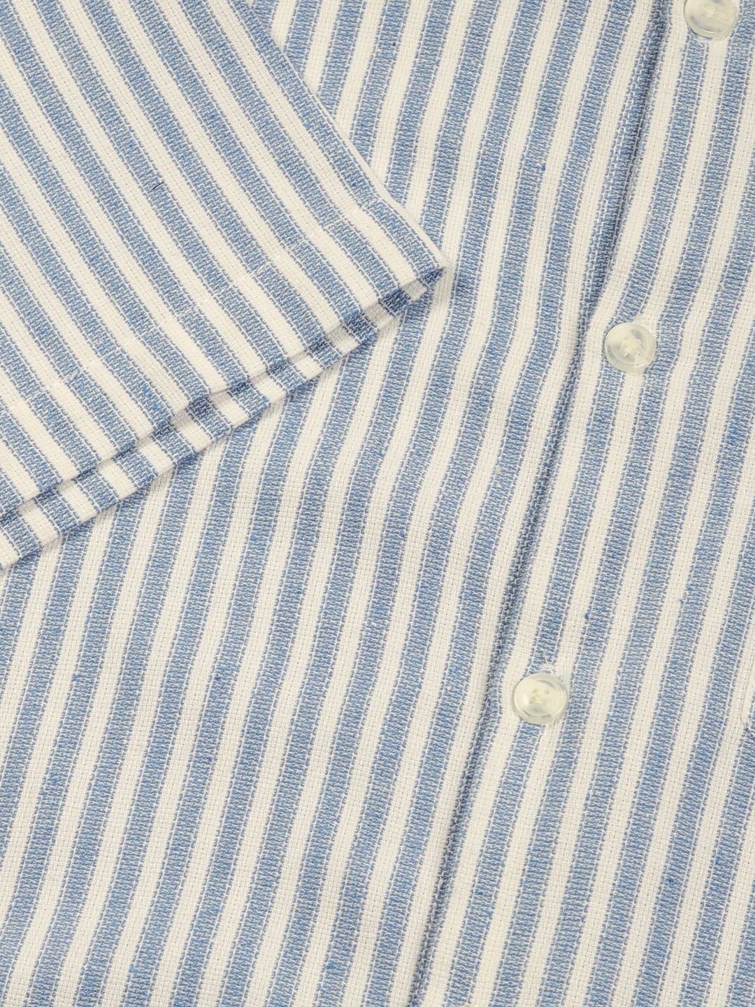 Thomas Scott Men Classic Spread Collar Vertical Striped Cotton Slim Fit Casual Shirt