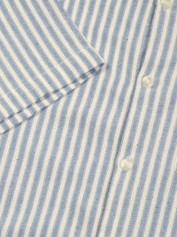 Thomas Scott Men Classic Spread Collar Vertical Striped Cotton Slim Fit Casual Shirt