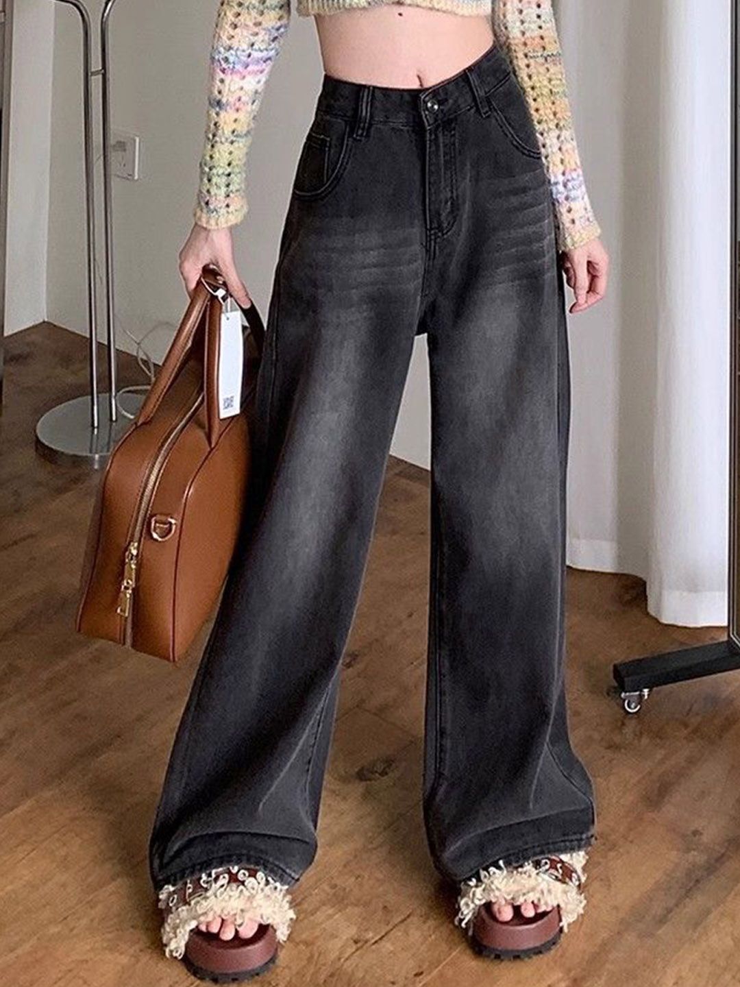 DressBerry Women's Straight Fit High-Rise Light Fade Jeans