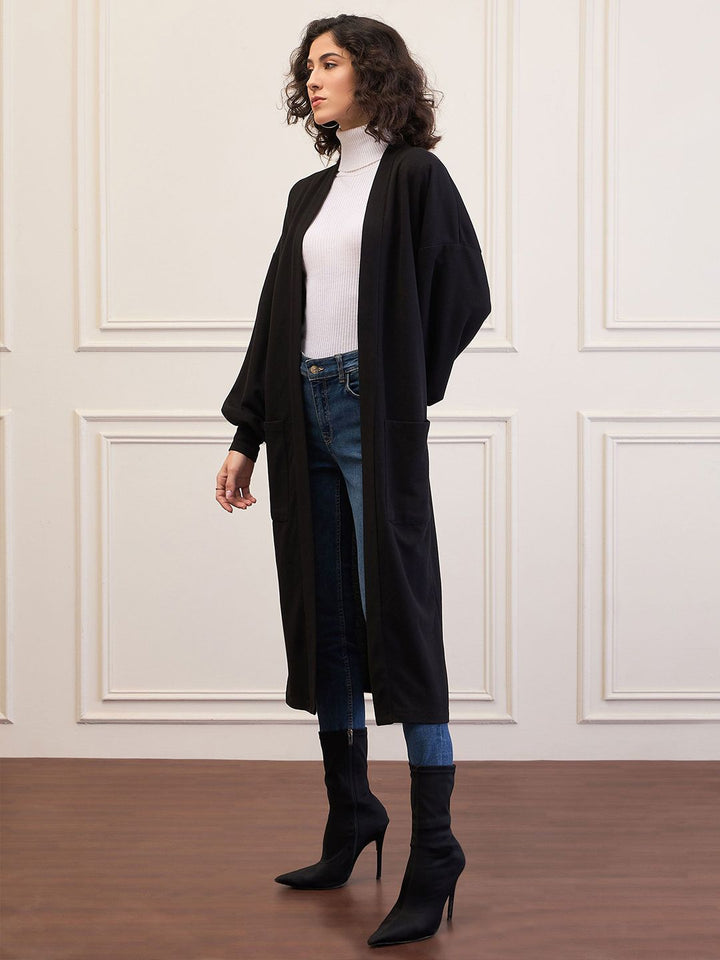 SASSAFRAS Self Design Open Front Longline Shrug