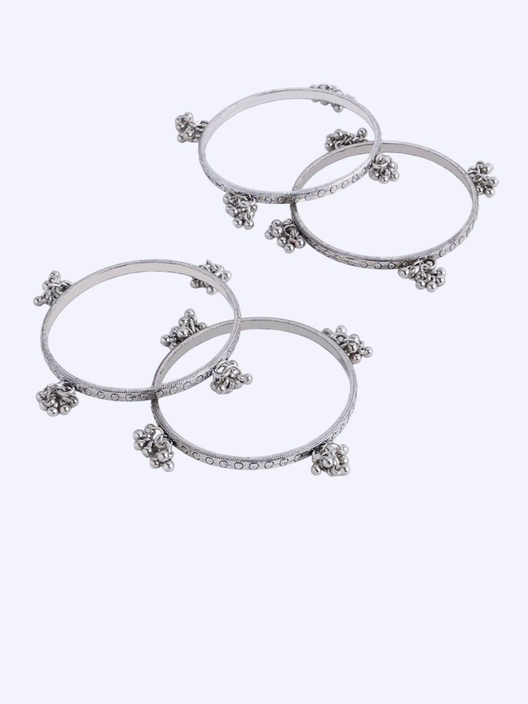 Anouk Set Of 4 Silver-Plated Artificial Beaded Bangles