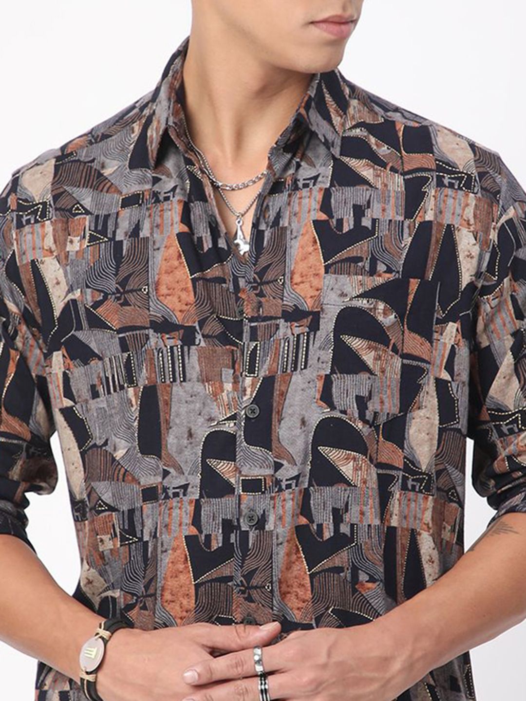 VASTRADO Men Classic Slim Fit Opaque Printed Casual Shirt
