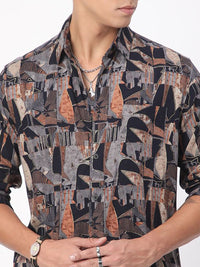 VASTRADO Men Classic Slim Fit Opaque Printed Casual Shirt