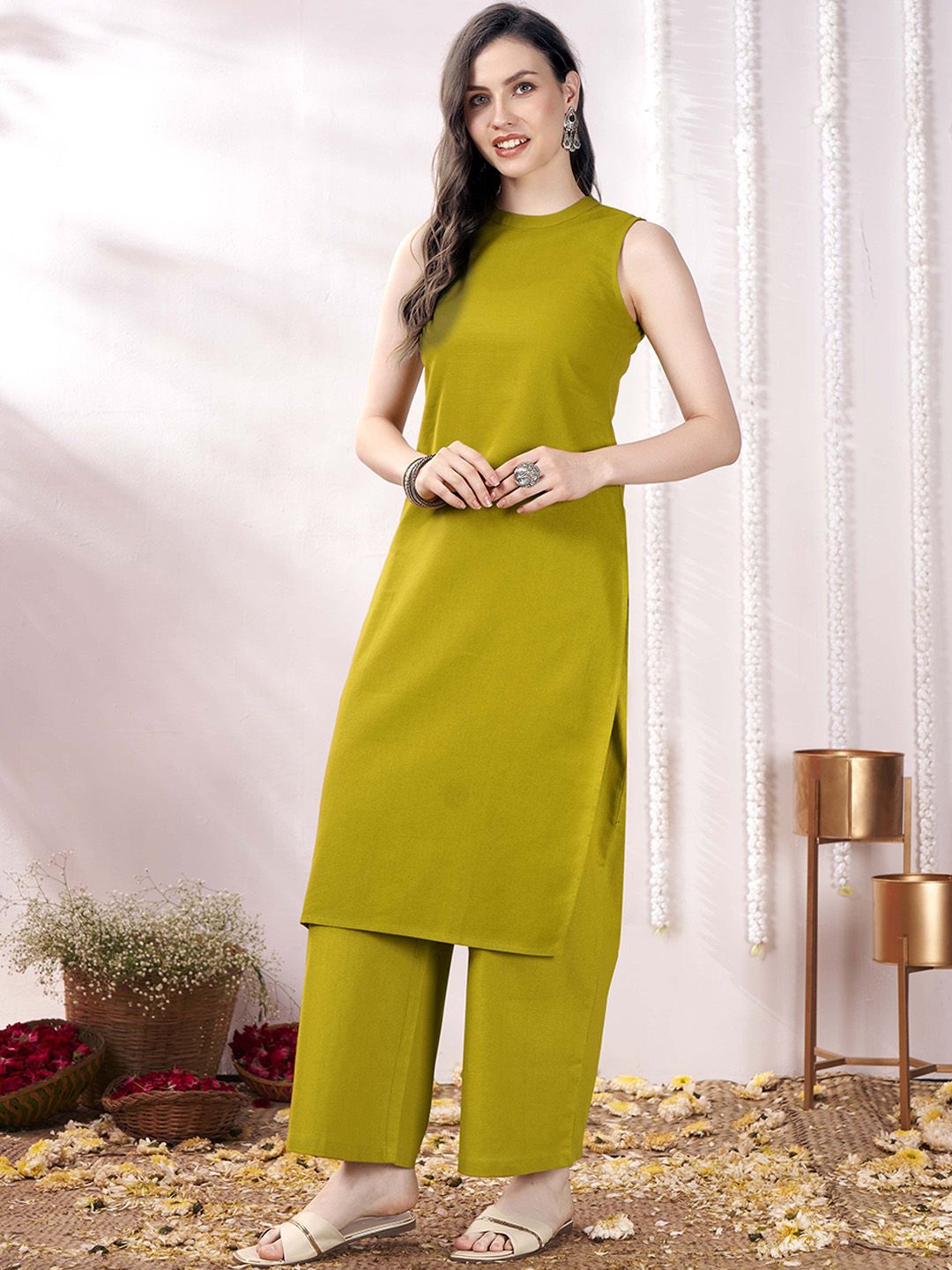 Anouk Pure Cotton Sleeveless Kurta & Trouser