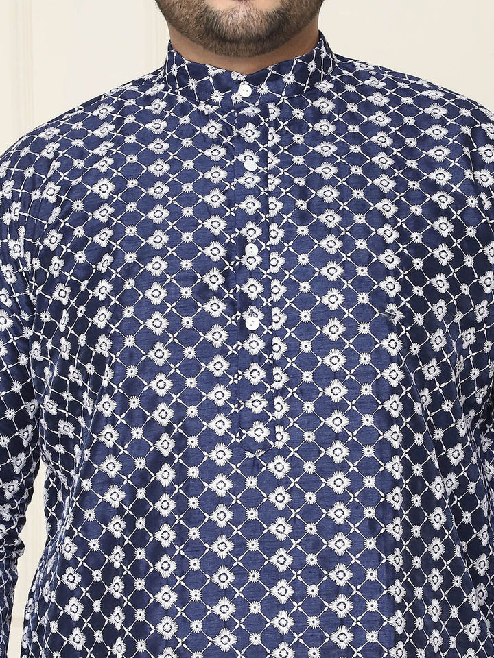 SOJANYA PLUS Kurta Lurus Kolar Mandarin Sulam Bunga