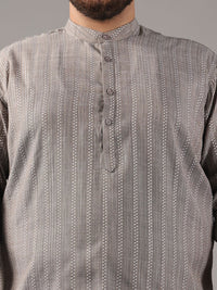 SOJANYA PLUS Saiz Geometric Woven Design Kolar Band Kapas Kurta Lurus