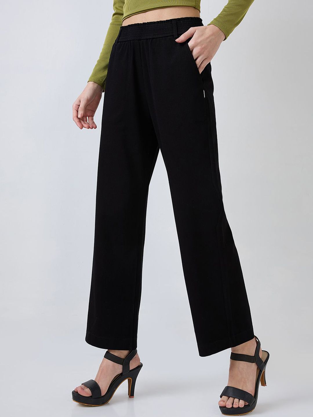 SPYKAR Women Straight Fit Wide Leg Trousers