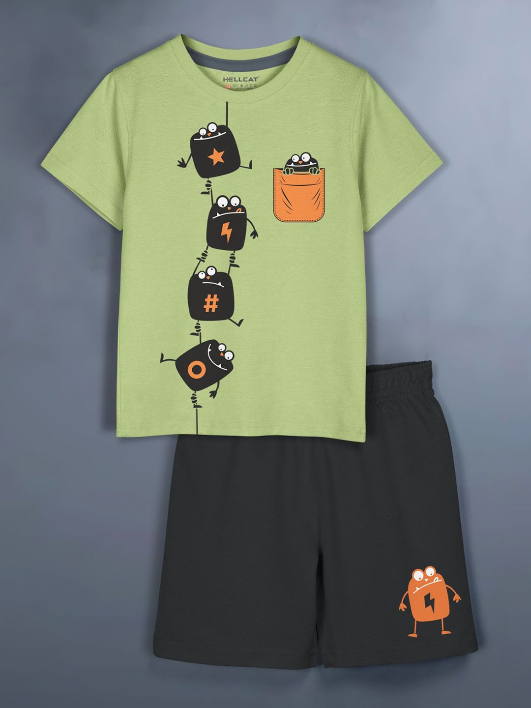 HELLCAT Girls Pack of 3 Printed Round Neck T-Shirts With Shorts