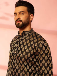 Anouk Ethnic Motifs Woven Design Jacquard Silk Straight Kurta
