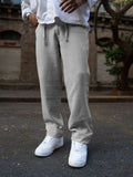 Powerlook Men Grey Regular Fit Crinkled Cotton Trousers