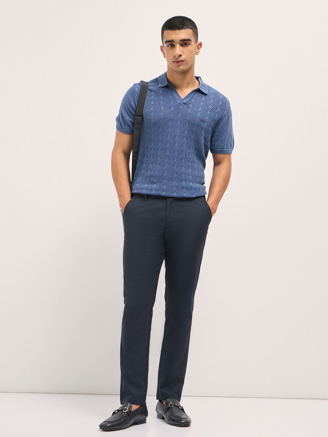 THE BEAR HOUSE Men Striped Slim Fit Formal Trouser