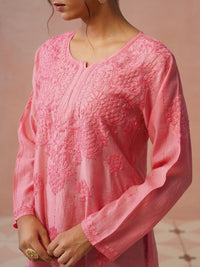 House of Chikankari Women Ethnic Motifs Embroidered Chikankari Chanderi Silk Kurta
