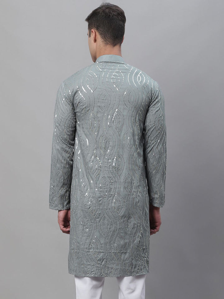 SOJANYA Ethnic Motif Embroidered Sequined Work Pure Cotton Kurta