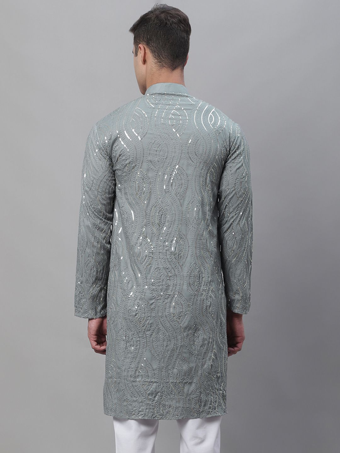 SOJANYA Ethnic Motif Embroidered Sequined Work Pure Cotton Kurta