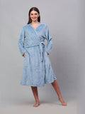 KLOTTHE Blue Woollen Bath Robe With Belt