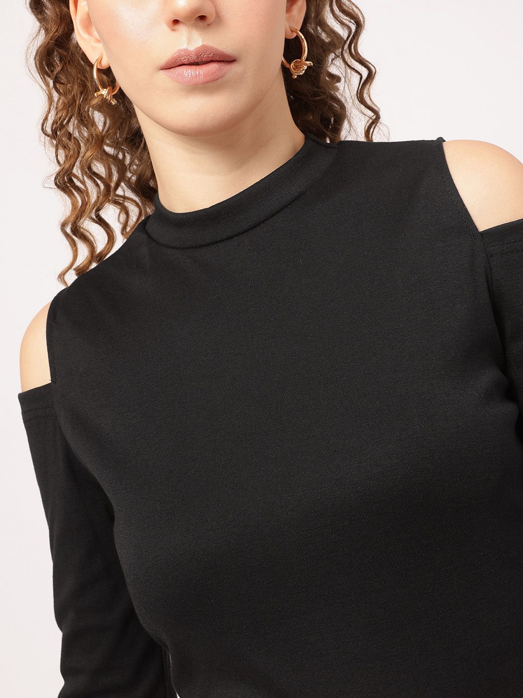 DressBerry Fierce-Feminine Cold Shoulder Full Sleeves Top