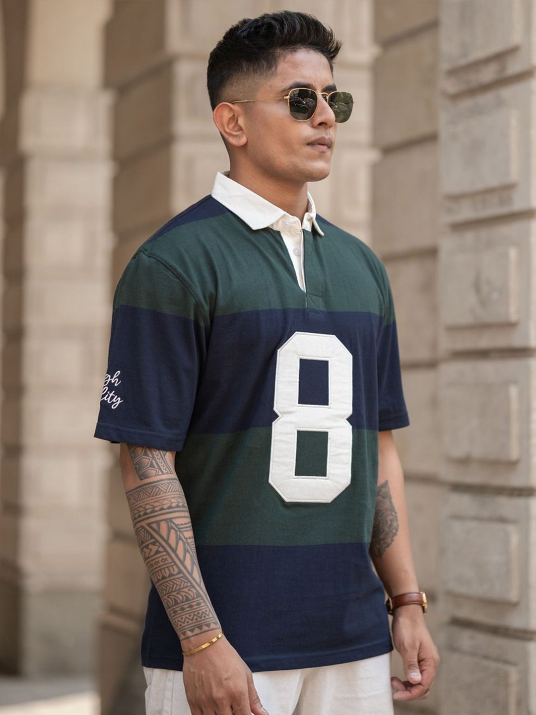 Powerlook Men Colourblocked Polo Collar Pure Cotton T-shirt