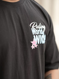 Powerlook Men Graphic Printed Round Neck Cotton Oversized T-shirt