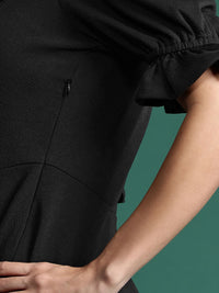 DressBerry Puff Sleeve A-Line Midi Dress