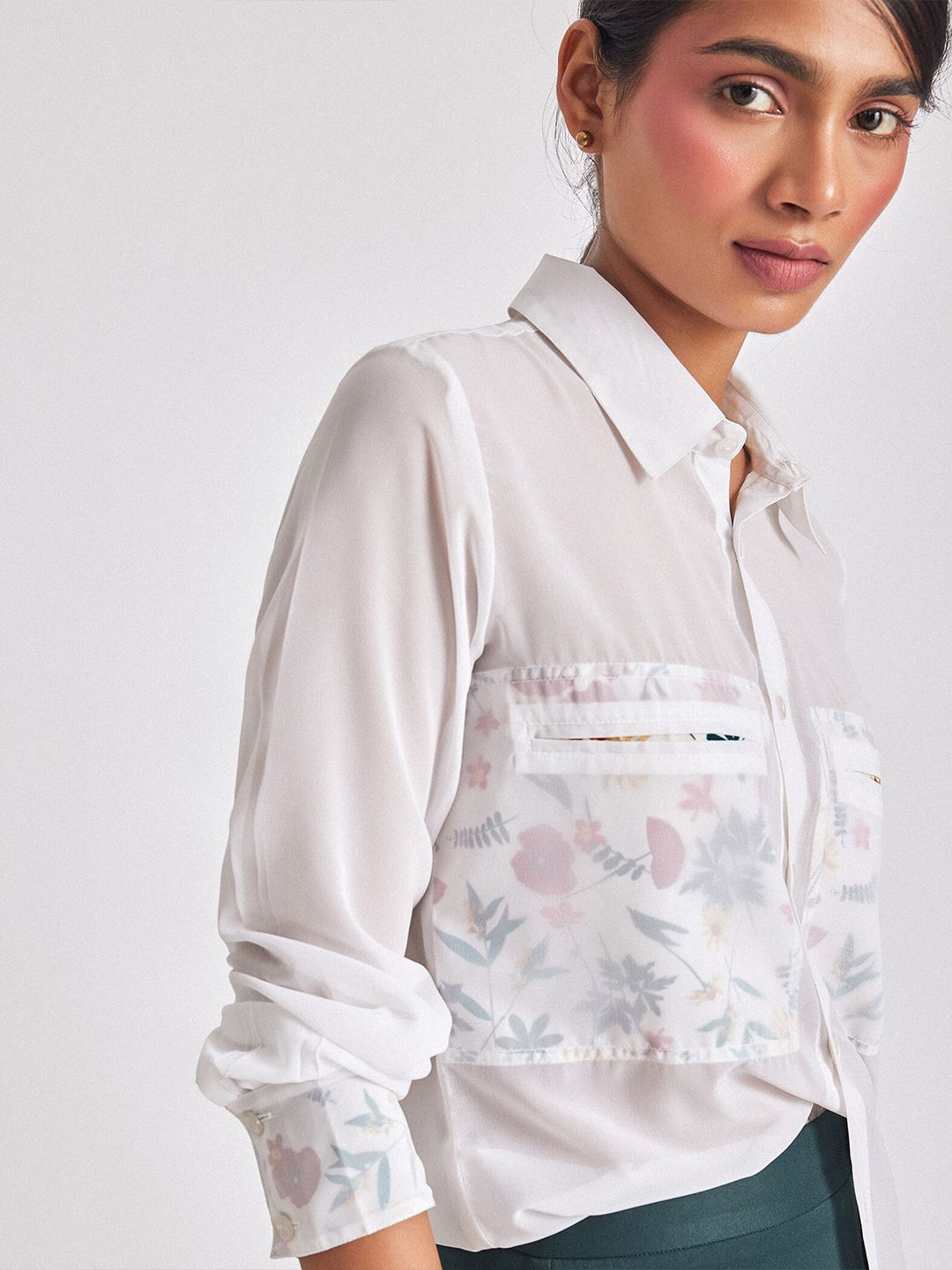 The Label Life Floral Printed Comfort Georgette Casual Shirt