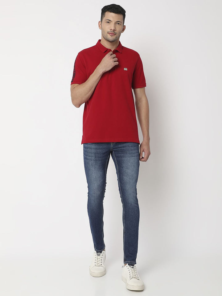 SPYKAR Polo Collar Slim Fit Pure Cotton T-shirt