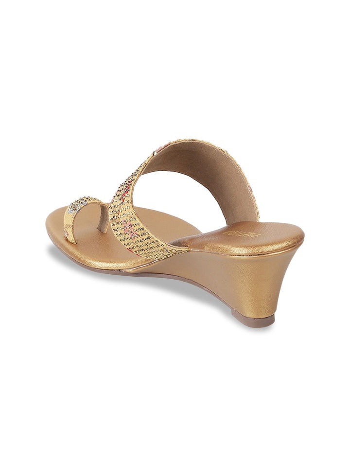 Metro Embellished Open Toe Wedge Heels
