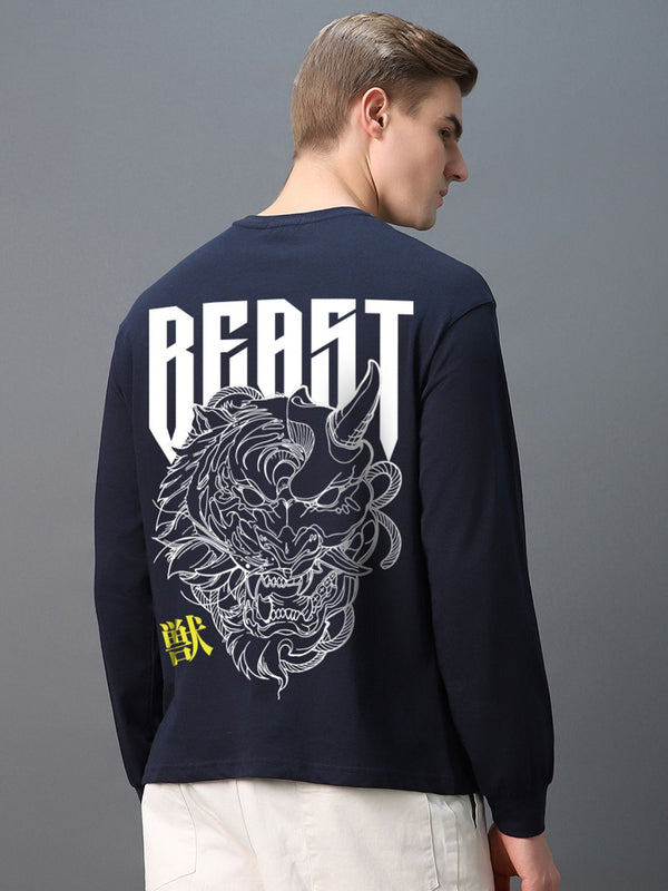 Bewakoof Men Typography Printed Round Neck Cotton Oversized T-shirt