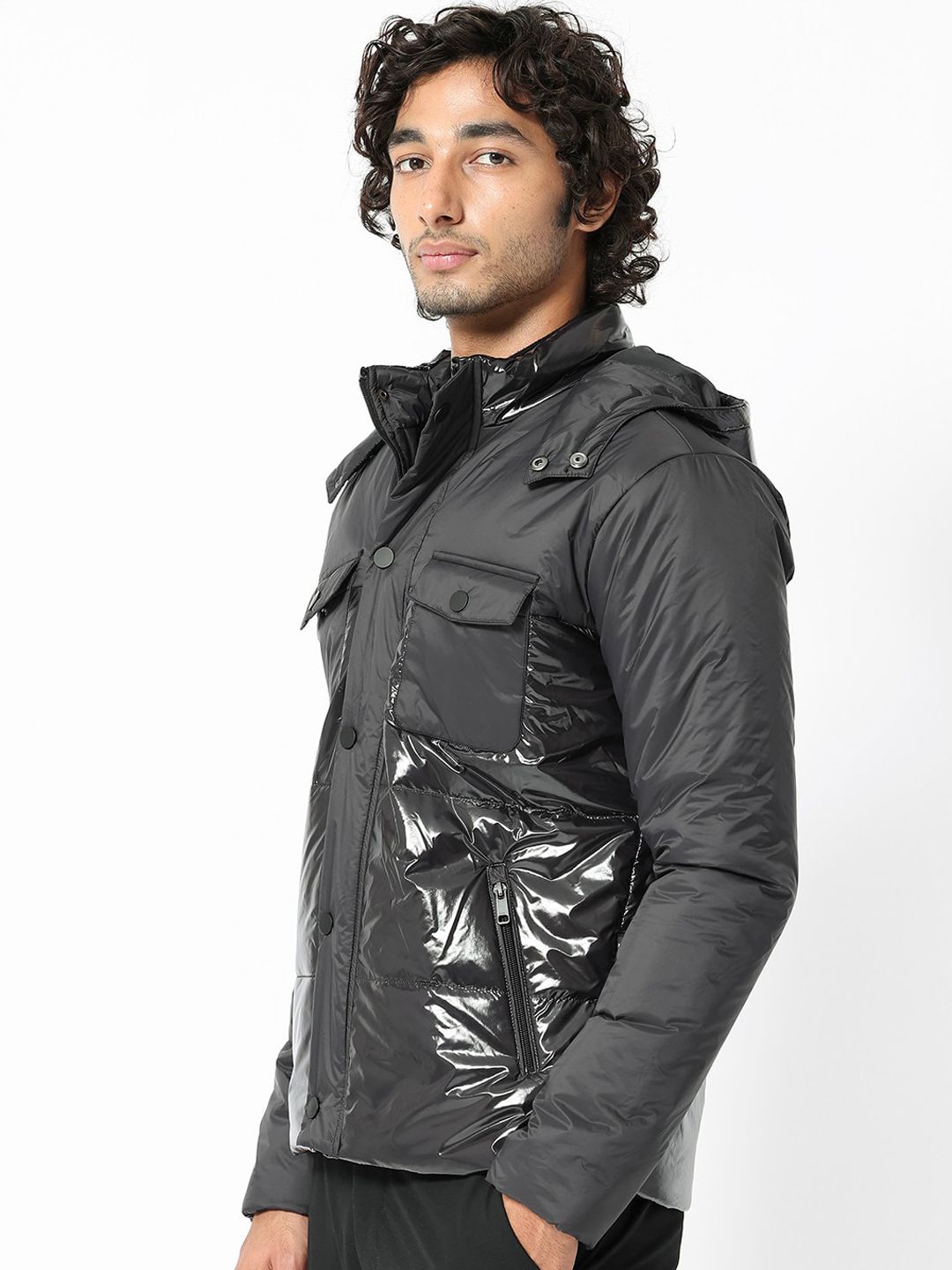 RARE RABBIT Men Ragon Tailored Fit Camouflage Longline Puffer Jacket