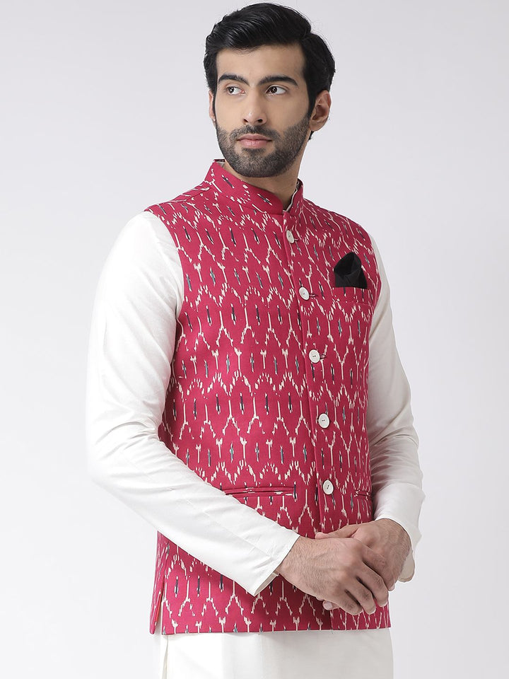 KISAH Men Printed Zari  Regular Fit Nehru Jacket