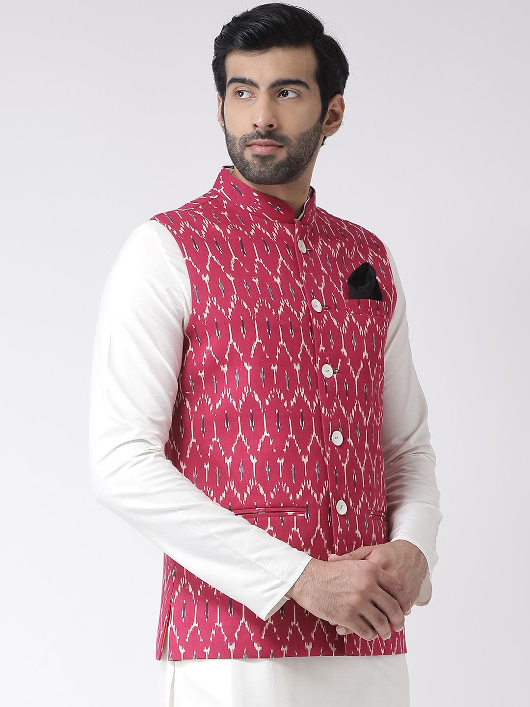 KISAH Men Printed Zari  Regular Fit Nehru Jacket