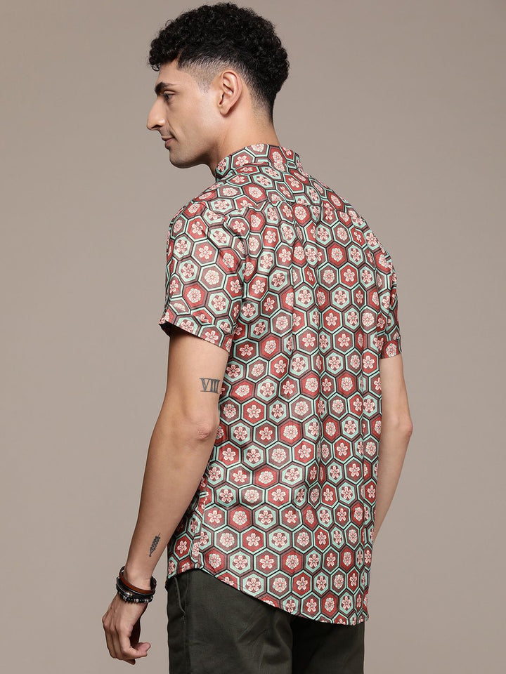 DENNISON Men Brown Comfort Floral Printed Casual Shirt