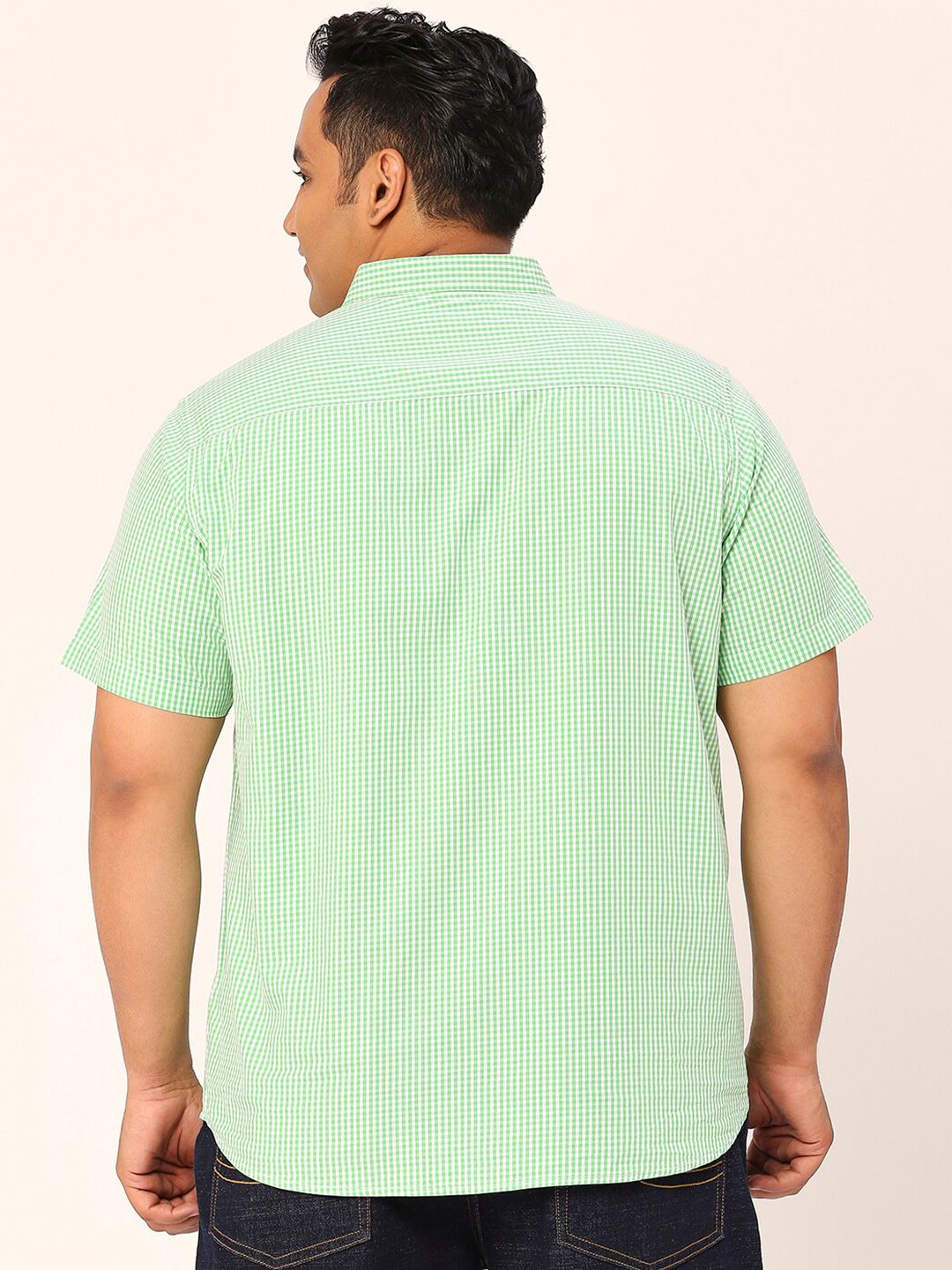 Thomas Scott Plus Size Standard Micro Checked Cotton Casual Shirt