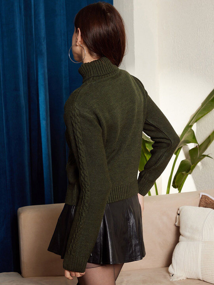 Berrylush Cable Knit Turtle Neck Acrylic Pullover Sweater