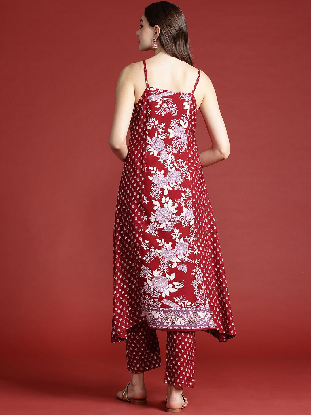 Anouk Floral Printed Regular Kurta with Trousers