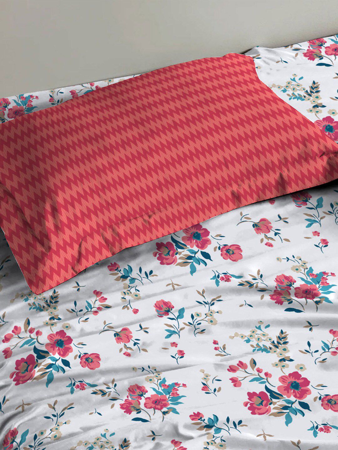 TRIDENT Sunset Magenta Urban Comfort Flat 144TC Single Cotton Bedsheet Set