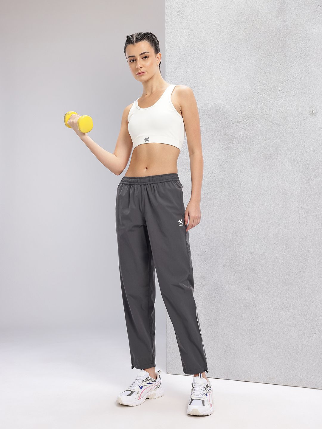 HRX by Hrithik Roshan Women Mid-Rise Rapid-Dry Training Track Pants with Toggle Hem
