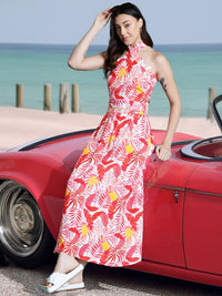 Dressberry Printed Backless Top with Skirt Co-ords