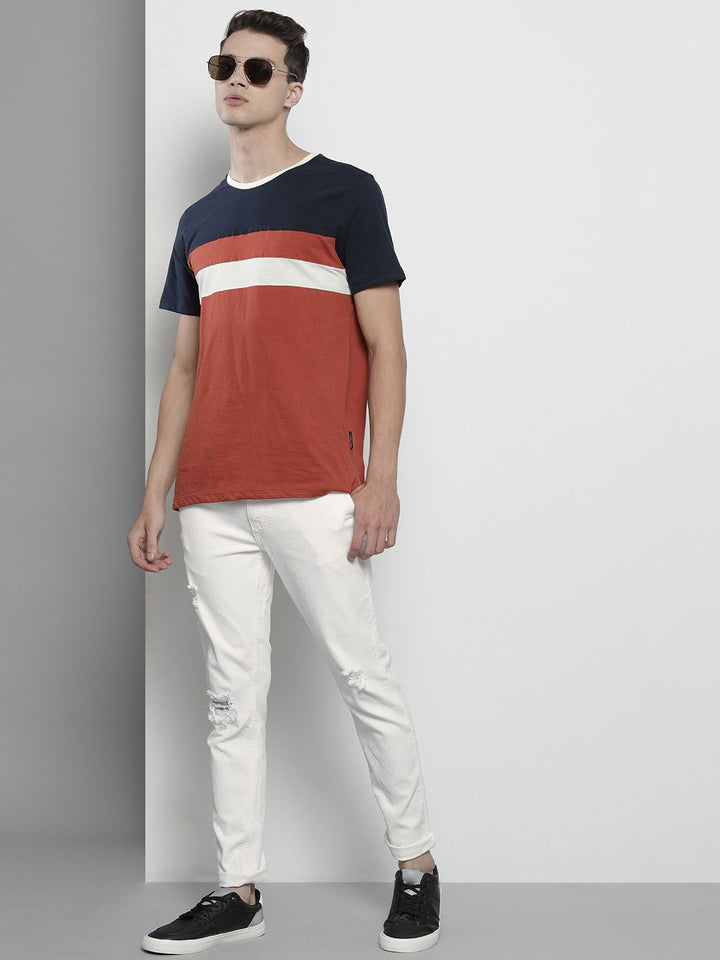 The Indian Garage Co Men White Slim Fit Low Distress Stretchable Jeans