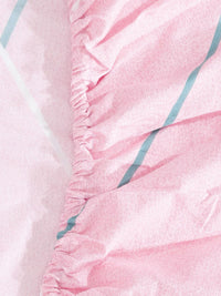 KLOTTHE Pink Geometric Cotton 300 TC Dilengkapi Cadar King Halus dengan 2 Sarung Bantal-98 x 87 inci