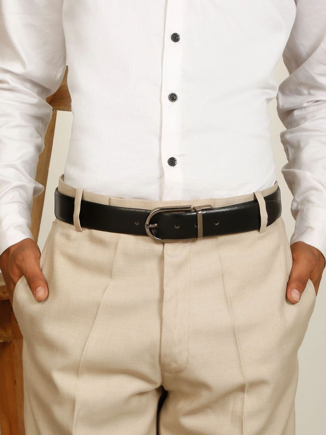 Teakwood Leathers Men Leather Reversible Formal Belt